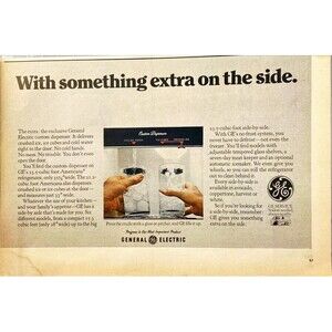 GE Refrigerator Custom Water Dispensers "Extra on the Side"Vintage Print Ad 1970